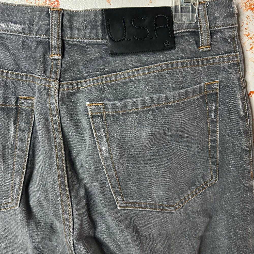 John Varvatos USA Gray Button Fly Jeans Distressed Mens 33 32x31